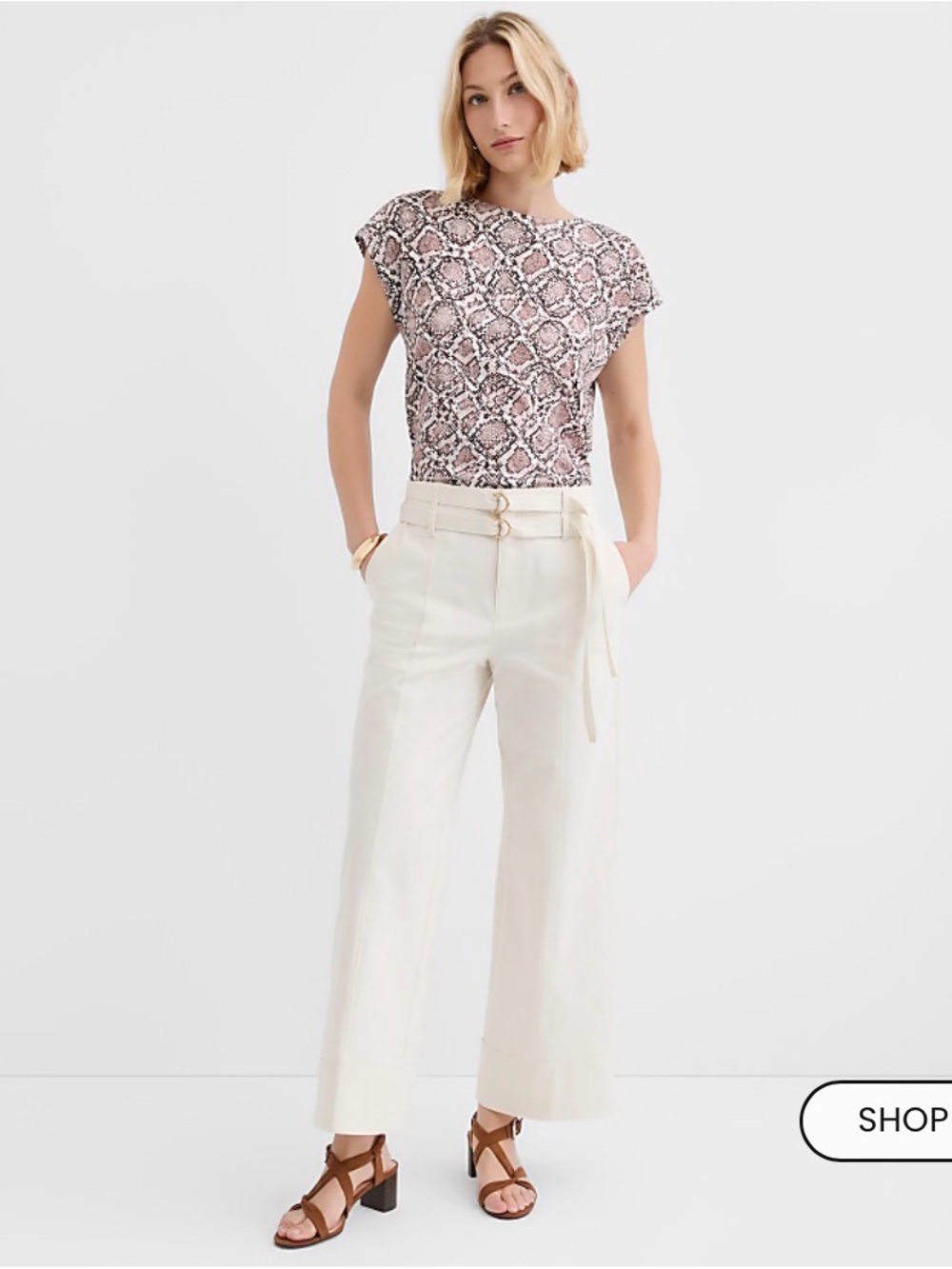 LOFT High-Rise Wide-Leg Trousers Petite Double Belted Pants Whisper White